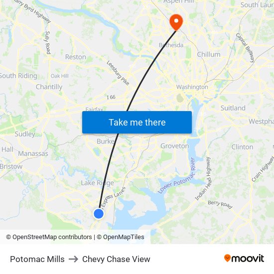 Potomac Mills to Chevy Chase View map