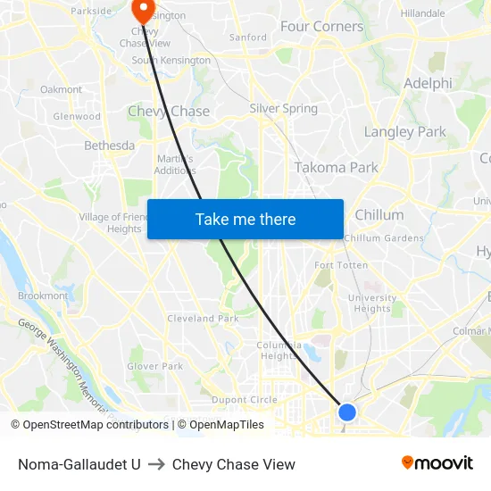 Noma-Gallaudet U to Chevy Chase View map