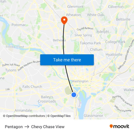 Pentagon to Chevy Chase View map