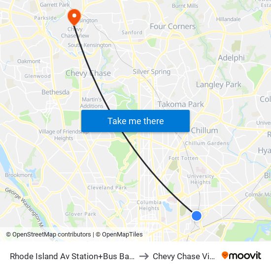 Rhode Island Av Station+Bus Bay D to Chevy Chase View map