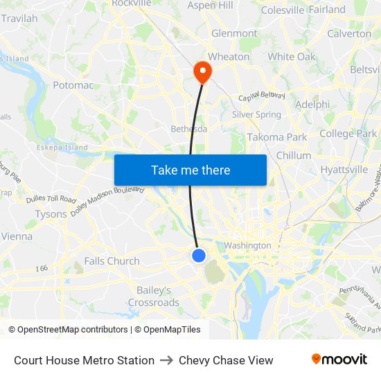 Court House Metro Station to Chevy Chase View map