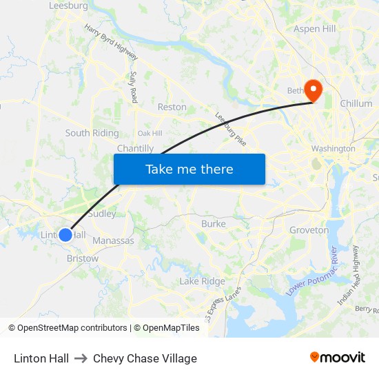 Linton Hall to Chevy Chase Village map