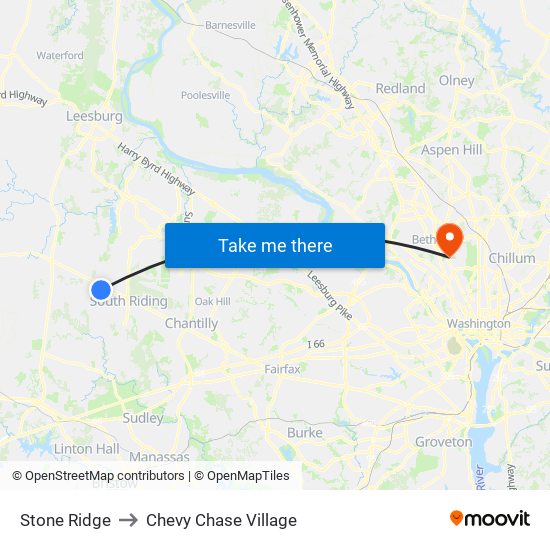 Stone Ridge to Chevy Chase Village map
