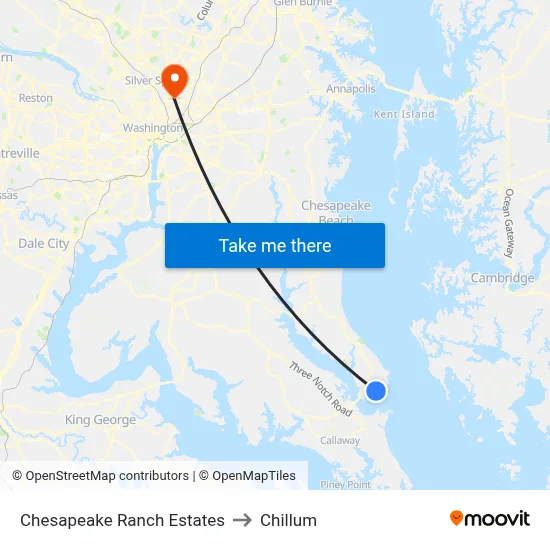 Chesapeake Ranch Estates to Chillum map