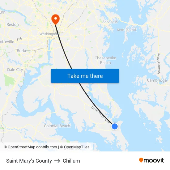Saint Mary's County to Chillum map