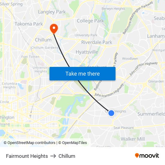 Fairmount Heights to Chillum map