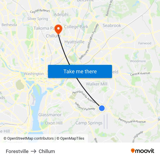 Forestville to Chillum map