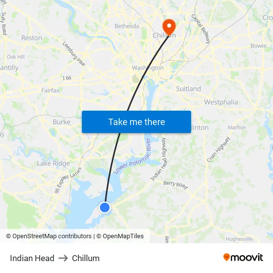 Indian Head to Chillum map
