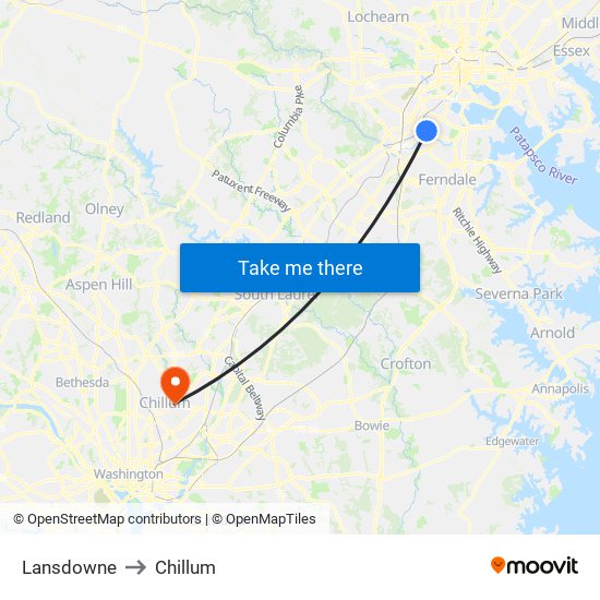 Lansdowne to Chillum map