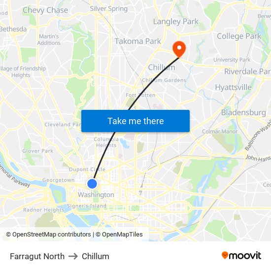 Farragut North to Chillum map