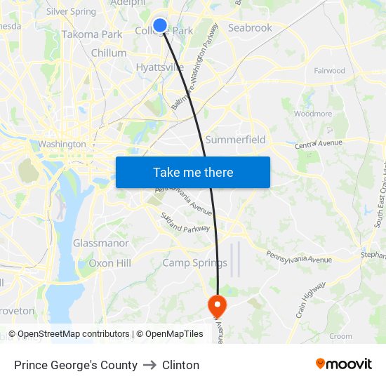 Prince George's County to Clinton map