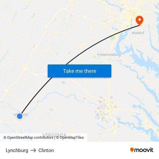 Lynchburg to Clinton map