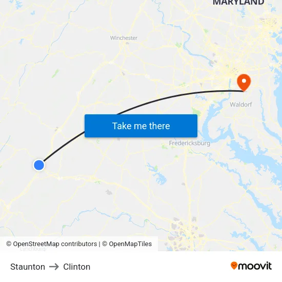 Staunton to Clinton map