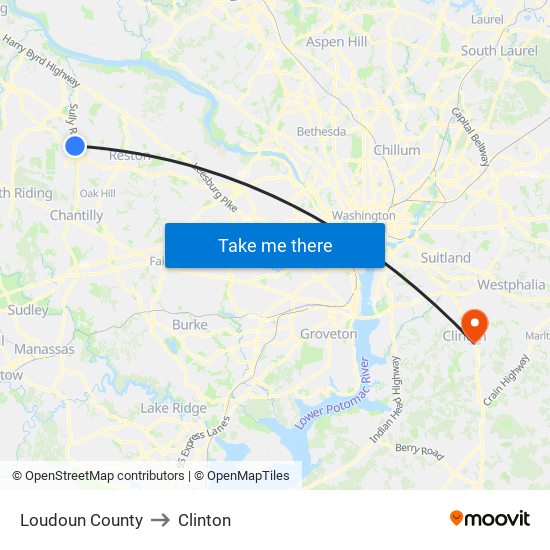 Loudoun County to Clinton map