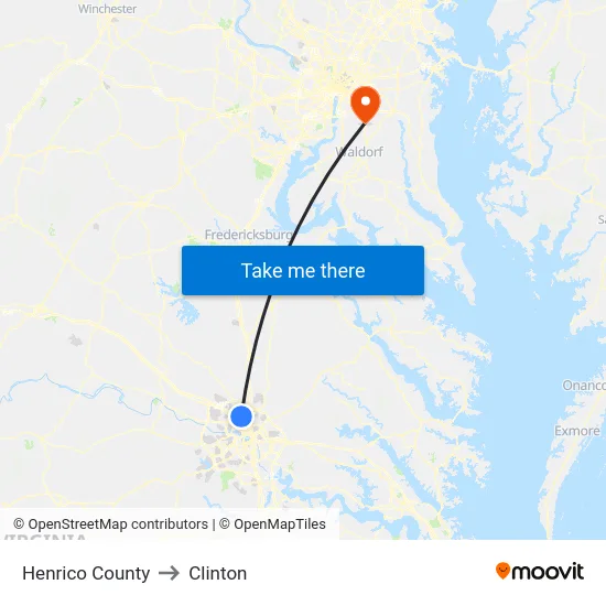 Henrico County to Clinton map