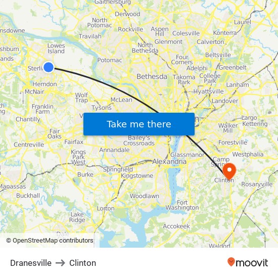 Dranesville to Clinton map