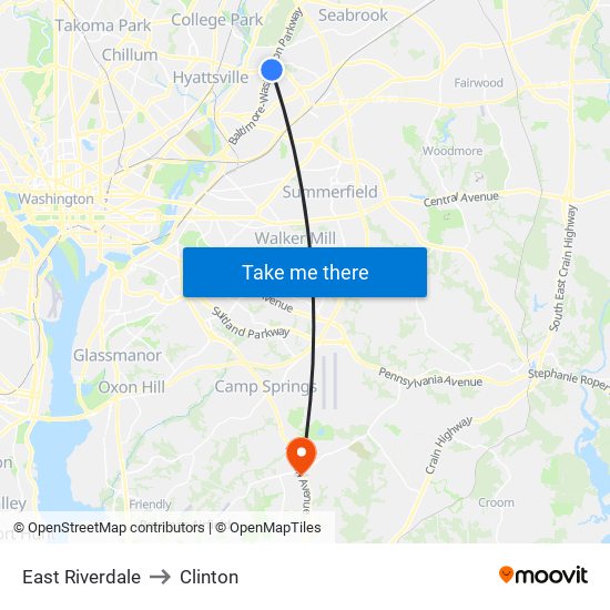 East Riverdale to Clinton map