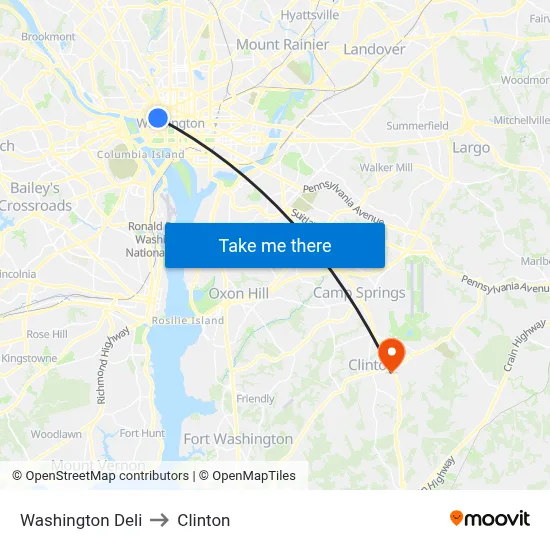 Washington Deli to Clinton map