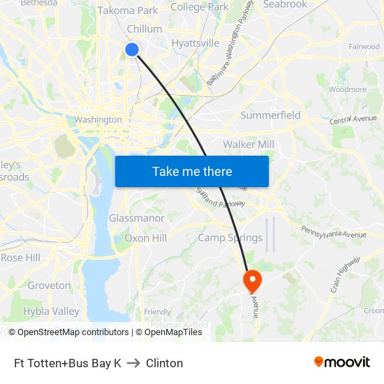 Ft Totten+Bus Bay K to Clinton map