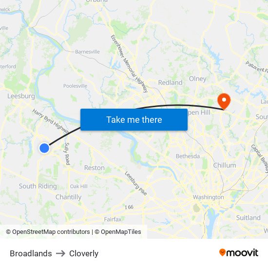 Broadlands to Cloverly map