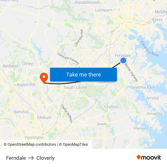 Ferndale to Cloverly map