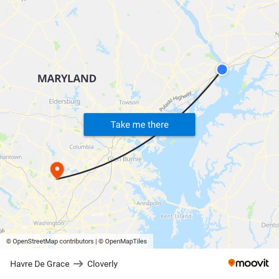 Havre De Grace to Cloverly map