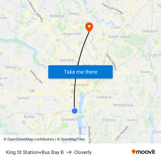 King Street-Old Town+Bay B to Cloverly map