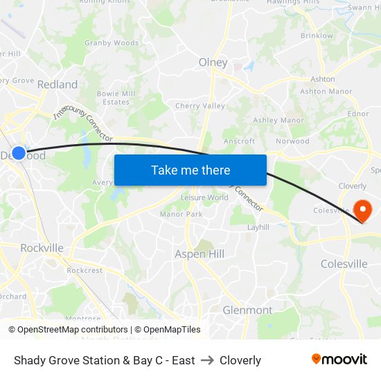 Shady Grove Station & Bay C - East to Cloverly map