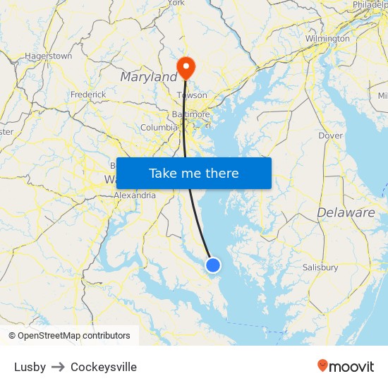 Lusby to Cockeysville map