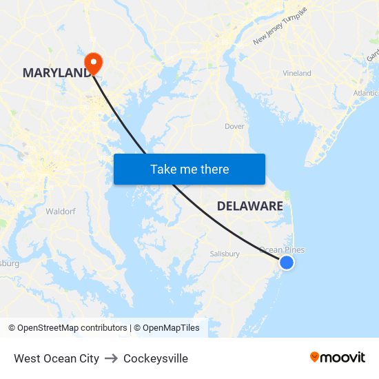 West Ocean City to Cockeysville map