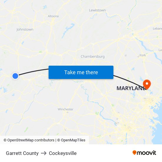 Garrett County to Cockeysville map