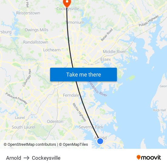 Arnold to Cockeysville map