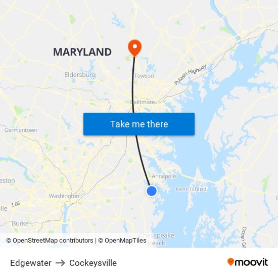 Edgewater to Cockeysville map