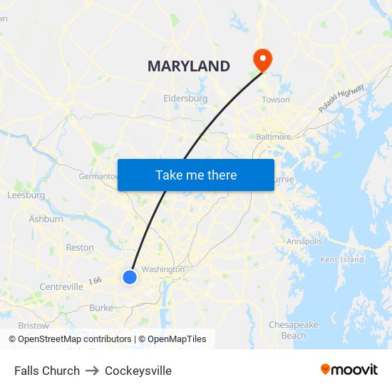 Falls Church to Cockeysville map