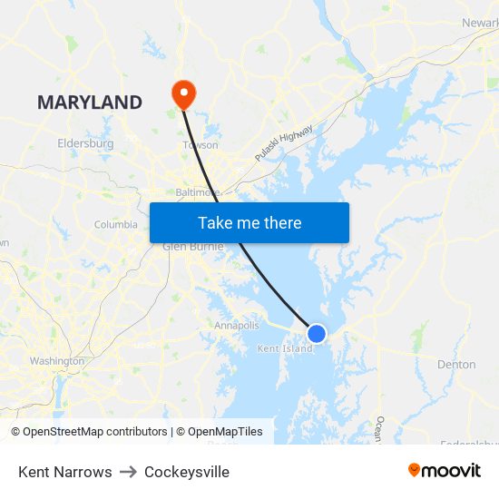 Kent Narrows to Cockeysville map