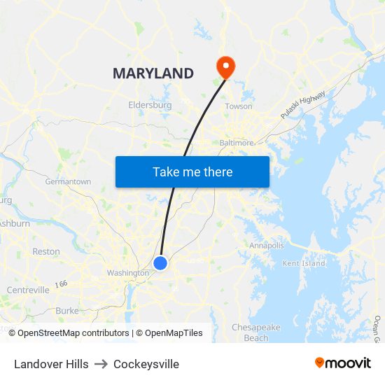 Landover Hills to Cockeysville map