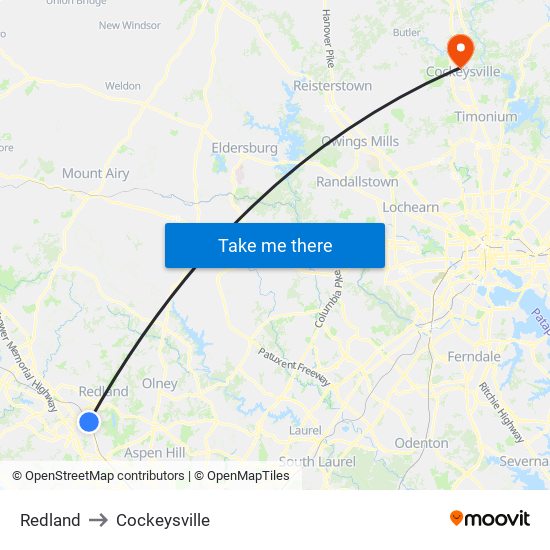 Redland to Cockeysville map