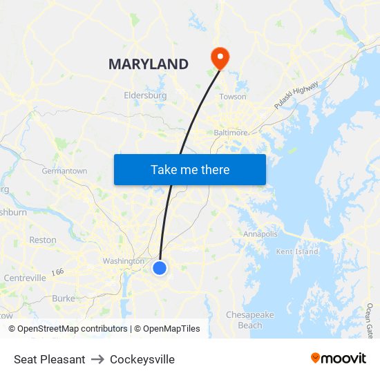 Seat Pleasant to Cockeysville map