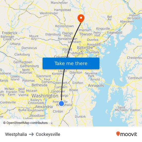 Westphalia to Cockeysville map