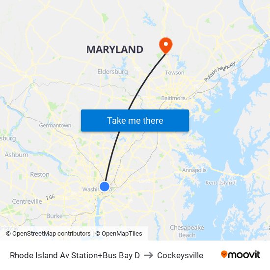 Rhode Island Ave-Brentwood+Bay D to Cockeysville map
