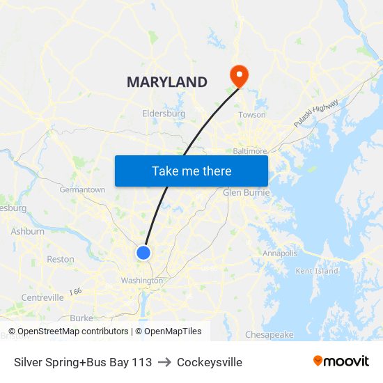 Silver Spring+Bay 113 to Cockeysville map