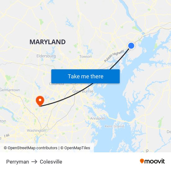 Perryman to Colesville map