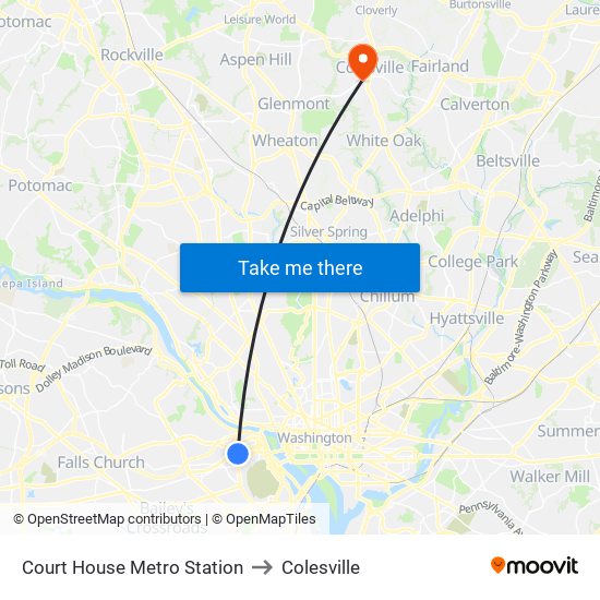Court House Metro Station to Colesville map