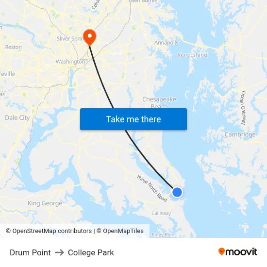 Drum Point to College Park map