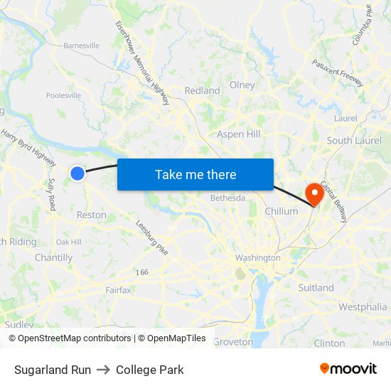 Sugarland Run to College Park map