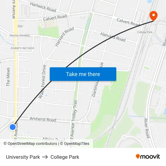 University Park to College Park map