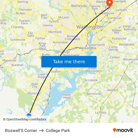 Boswell'S Corner to College Park map