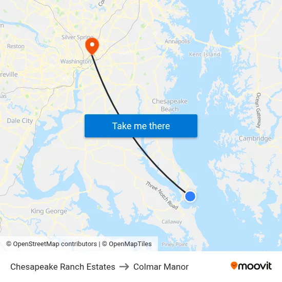 Chesapeake Ranch Estates to Colmar Manor map