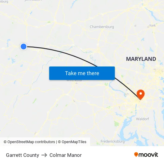 Garrett County to Colmar Manor map