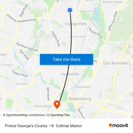 Prince George's County to Colmar Manor map